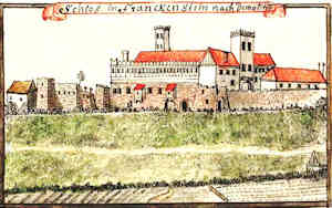 Schlos in Frankenstein nach demolitio - Zamek po zniszczeniu, widok oglny